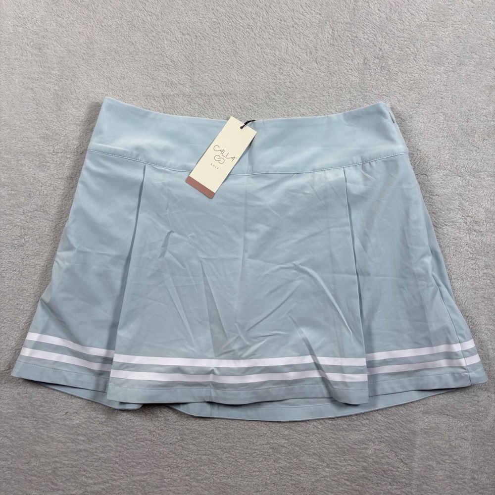 CALIA Golf Womens Truelight Skort Light Blue Side Zip Pleated 15 Inch Size 10